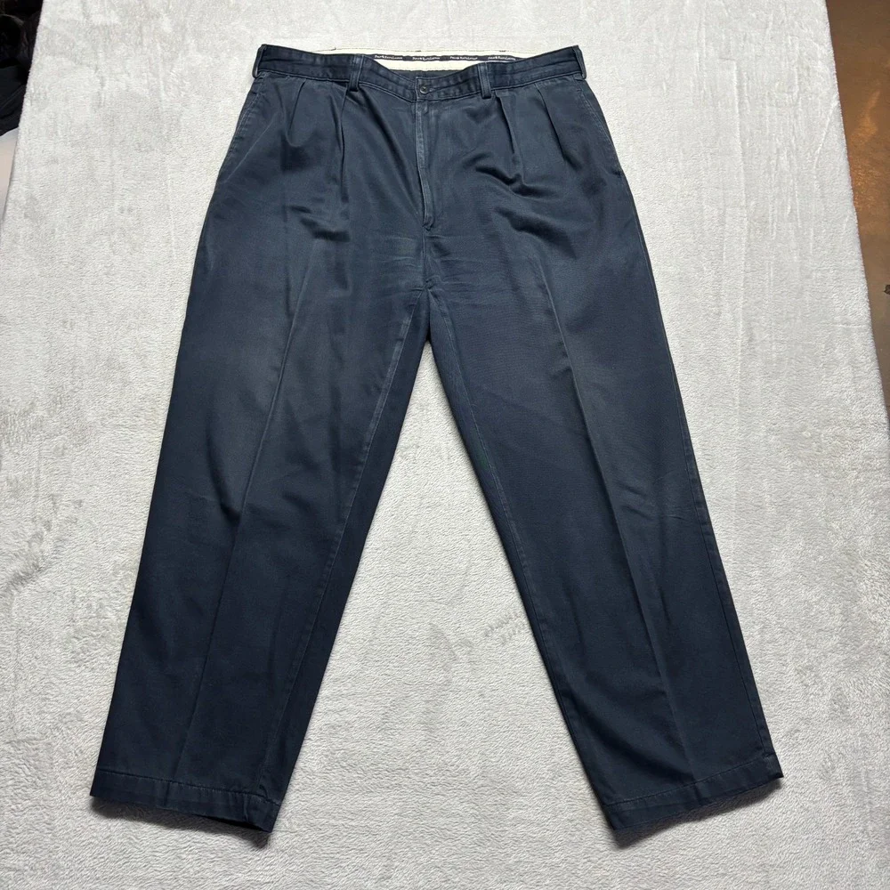 VTG Polo Ralph Lauren Pants Mens 40x30 Fits‎ 38x30 Blue Andrew Pleated Chino USA